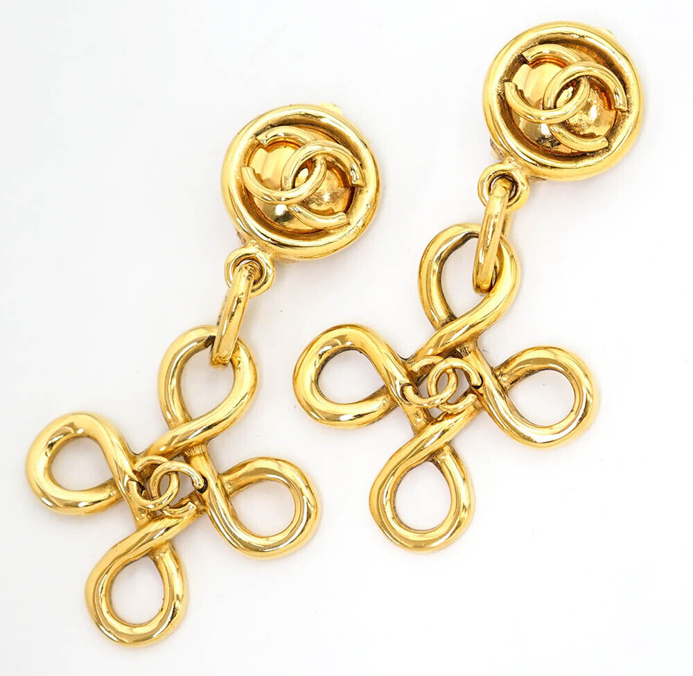 Chanel Cc Logos Cross Dangle Earrings #355009C83B